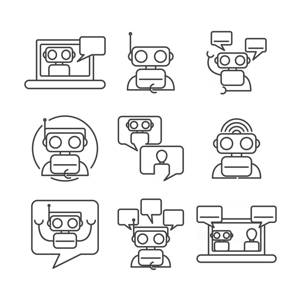 Chatbot Icon Set Collection vector