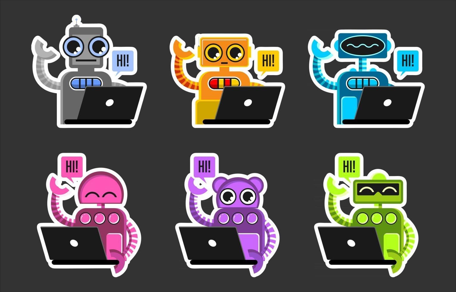 colección de paquetes de pegatinas de chatbot vector