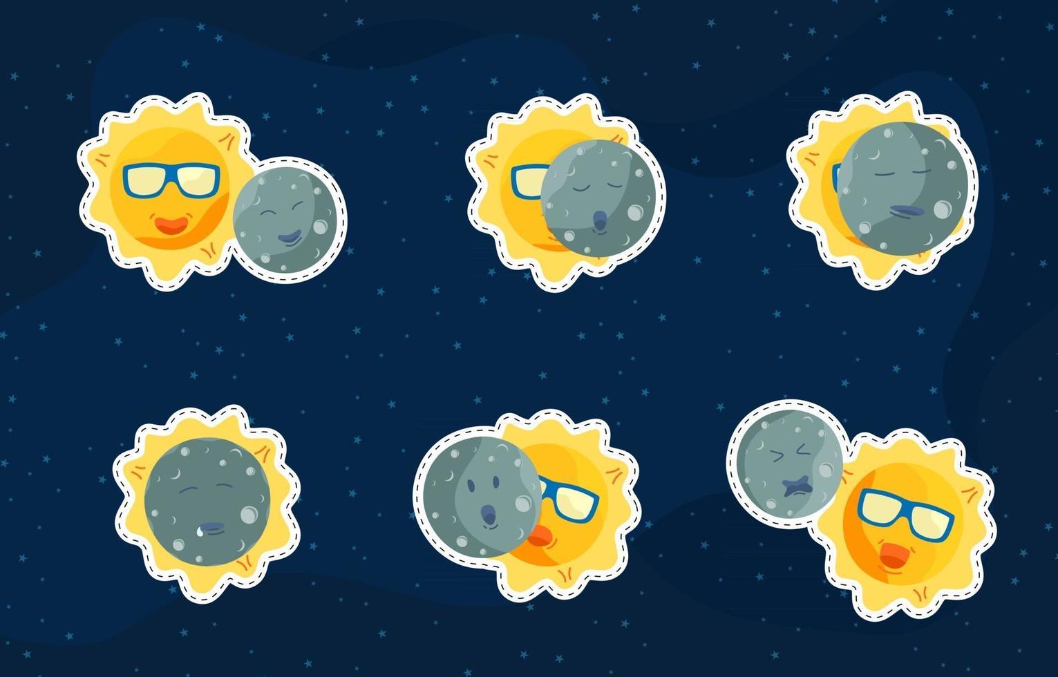 Sticker Pack Solar Eclipse with Expression vector