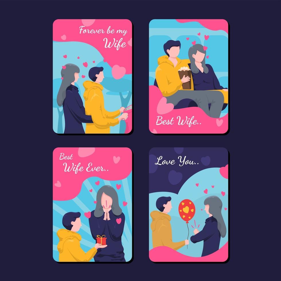 Wife Appreciation Day Card Set vector