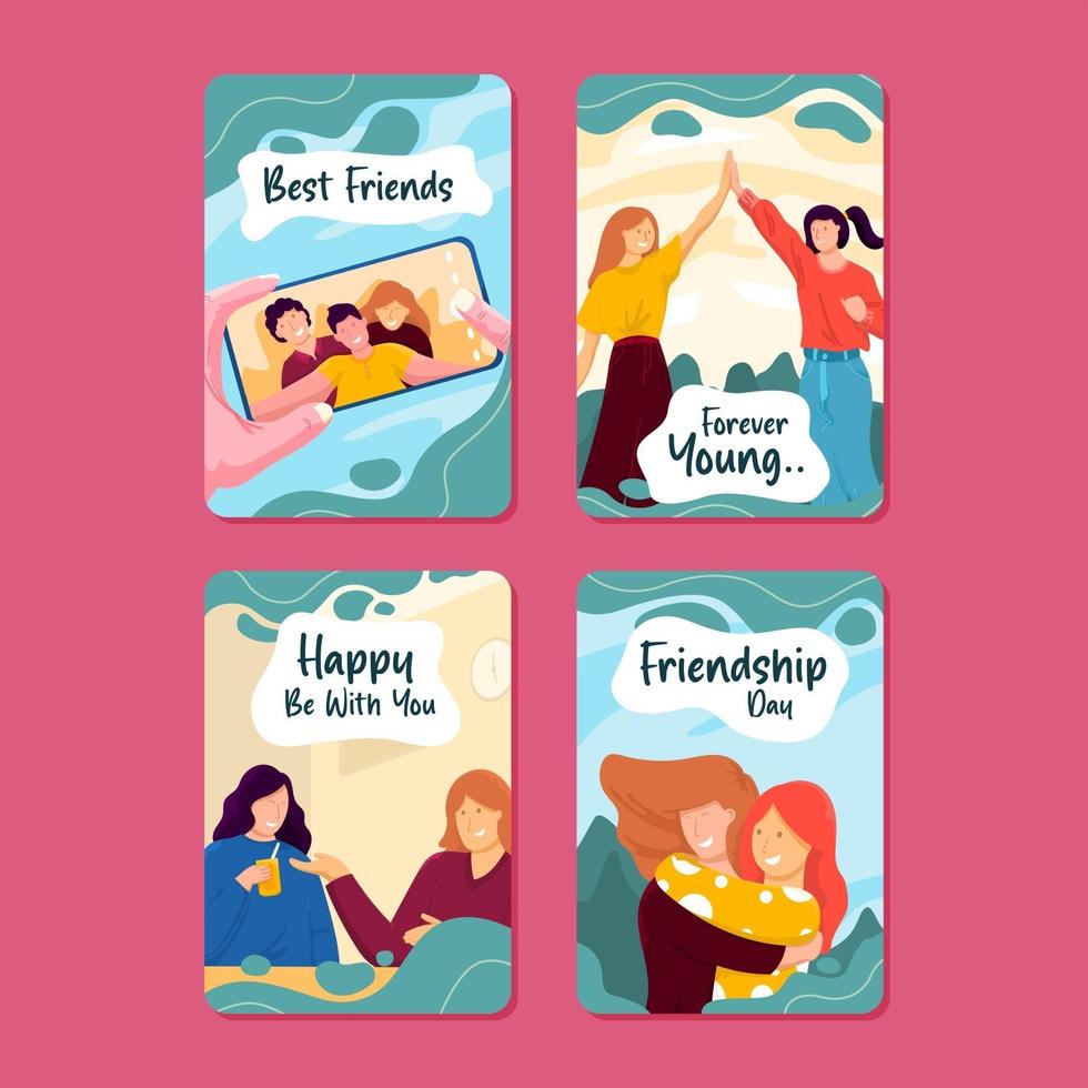 Set of Friendship Day Cards vector