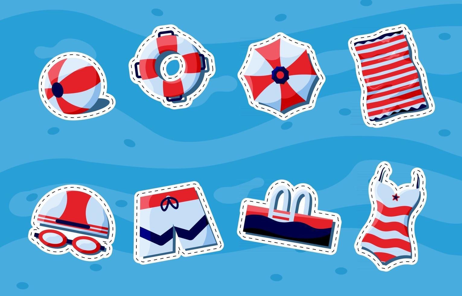 Sticker Pack Swimming Elements 2839139 Vector Art at Vecteezy