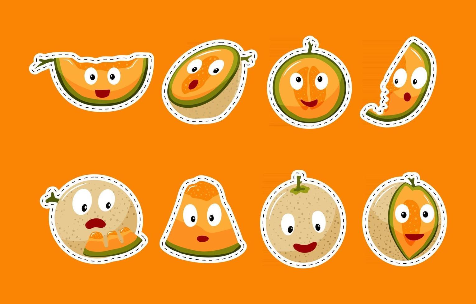 Sticker Pack Melon with Expression vector