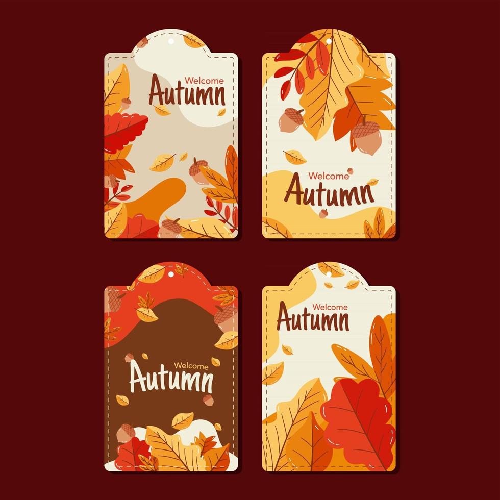 Welcome Autumn Set of Tags vector
