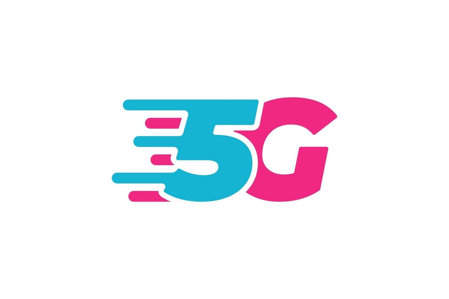 Símbolo de negocio de conexión de red 5g. Icono de tecnología de internet de alta velocidad inalámbrica de quinta generación. vector, 5 g, comunicación, emblema, plano, diseño, plantilla, aislado vector