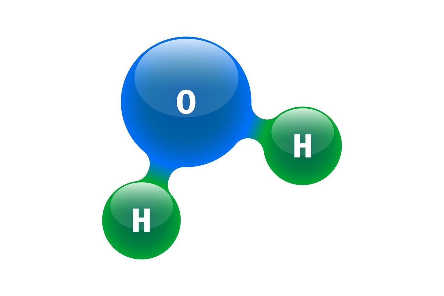 Chemistry model of molecule water H2O scientific elements. Integrated particles hydrogen and oxygen natural inorganic compound. 3d molecular structure vector illustration isolated on white background