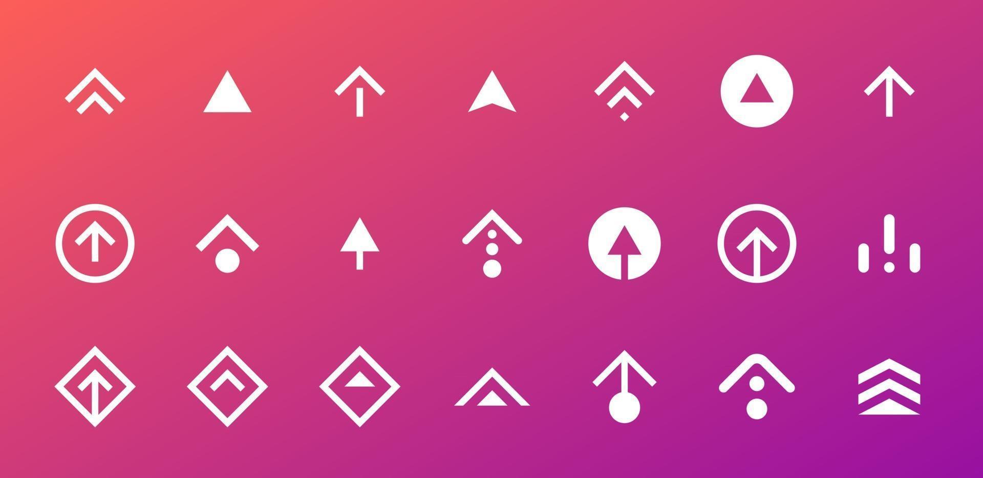 Swipe up button icon set. Application and social network scroll arrow pictogram for stories design blogger app. Vector flat modern gradient story ui element illustration