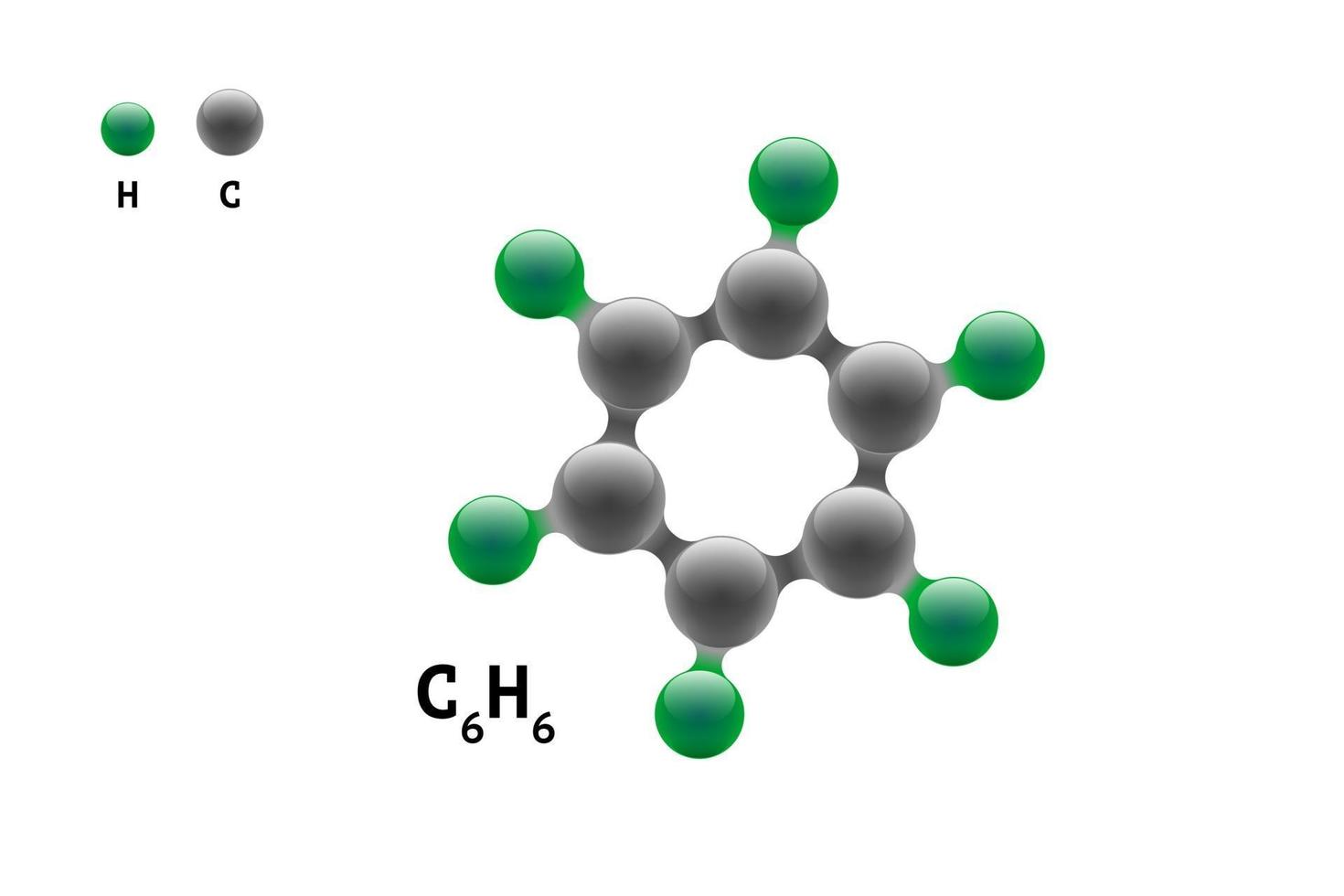Chemistry model molecule benzene C6H6 scientific element formula. Integrated particles natural 