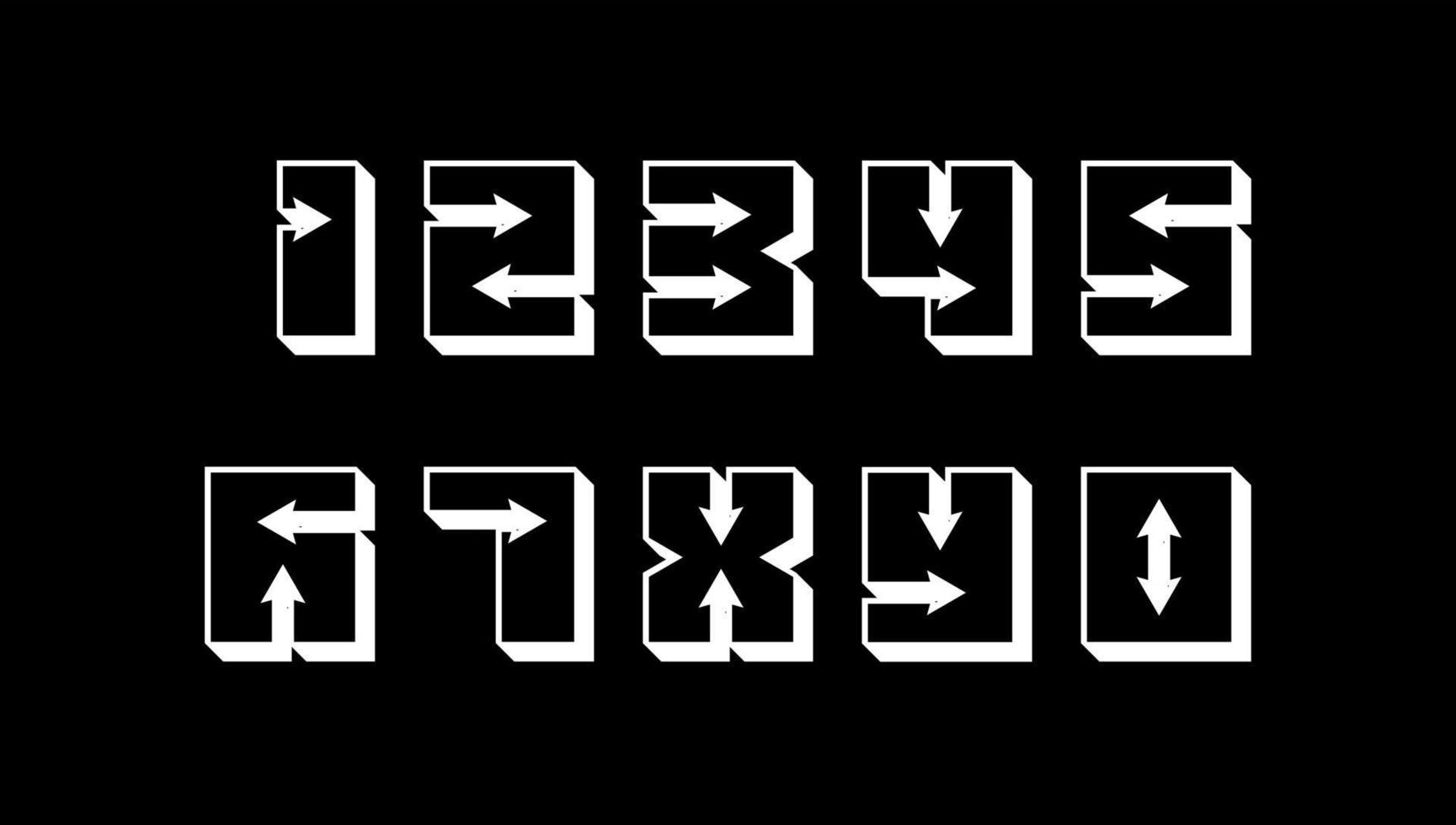 Numbers colourful set in vintage style. Vector elements illustration template for web design or greeting card