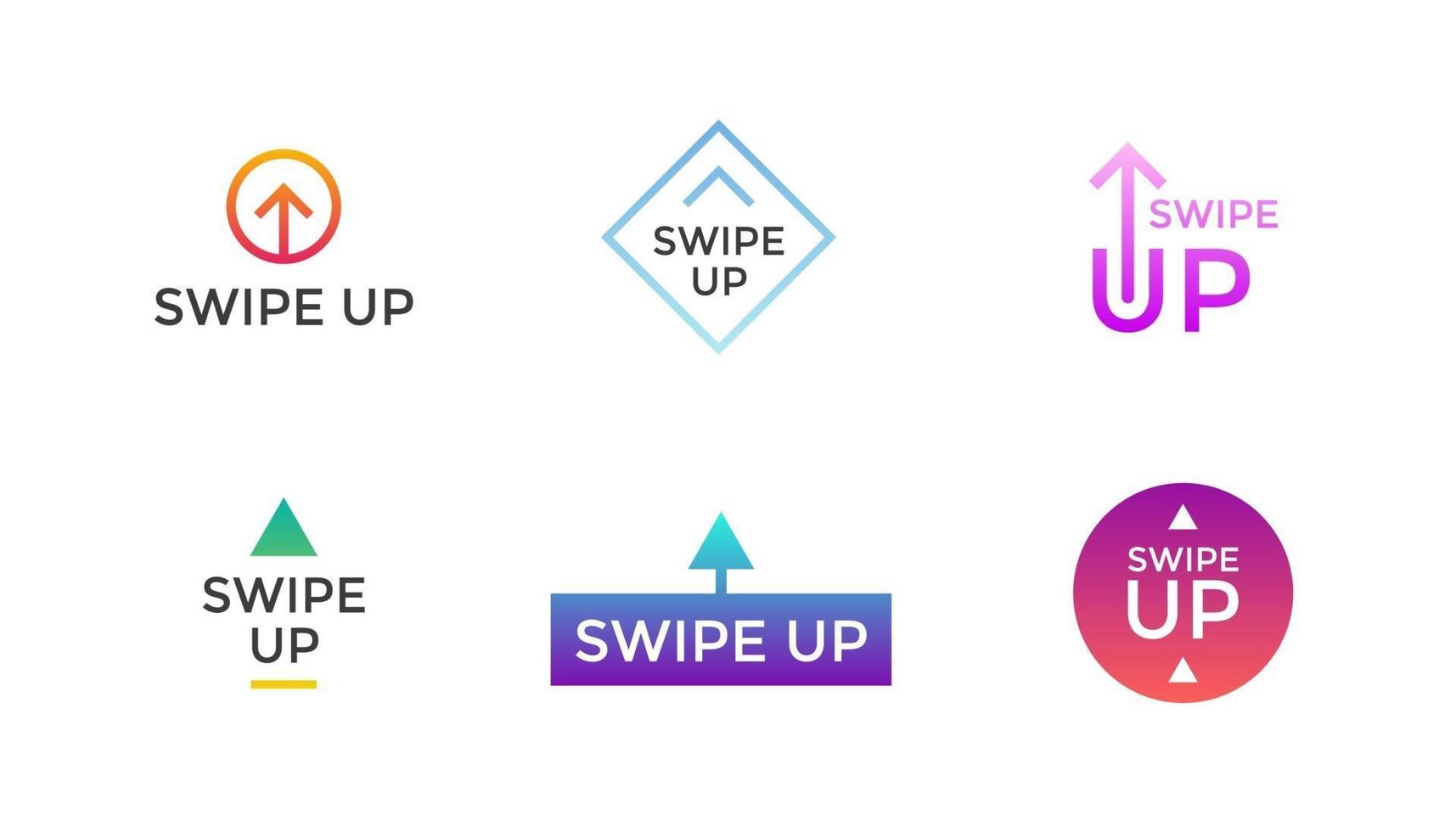 Swipe up button icon set. Application and social network scroll arrow pictogram for stories design blogger. Vector flat modern gradient style eps 10