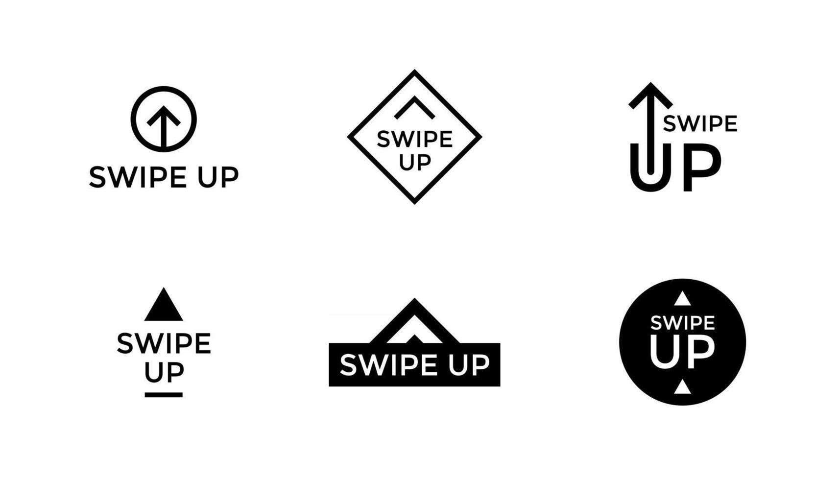 Swipe up button scroll pictogram icon set isolated for blogger web ui design. Vector arrow up for application and social network. 10 eps simple illustration