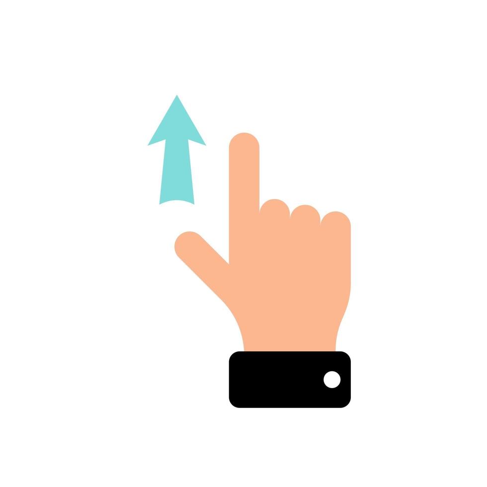 Vector touch screen gesture swipe up hand finger icon. Flat illustration eps 10