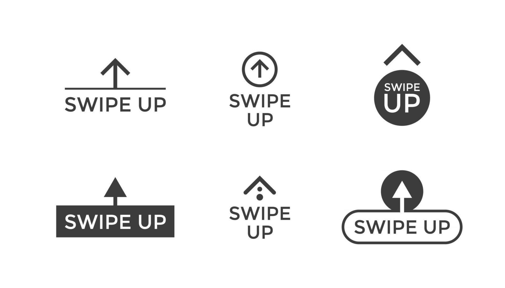 Swipe up button scroll pictogram icon set for blogger web ui design. Vector arrow up for application and social network stories. Eps isolated illustration