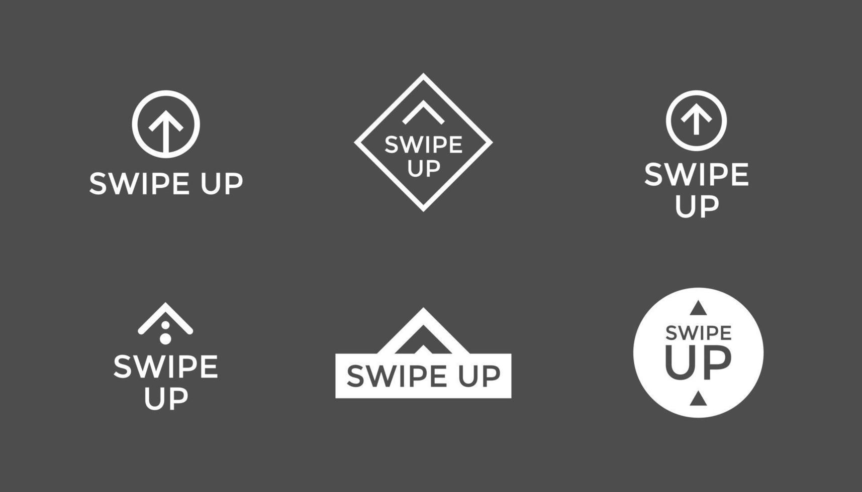 Vector swipe up icons on gray background for story design blogger scroll pictogram. Arrow up sign modern flat button illustration