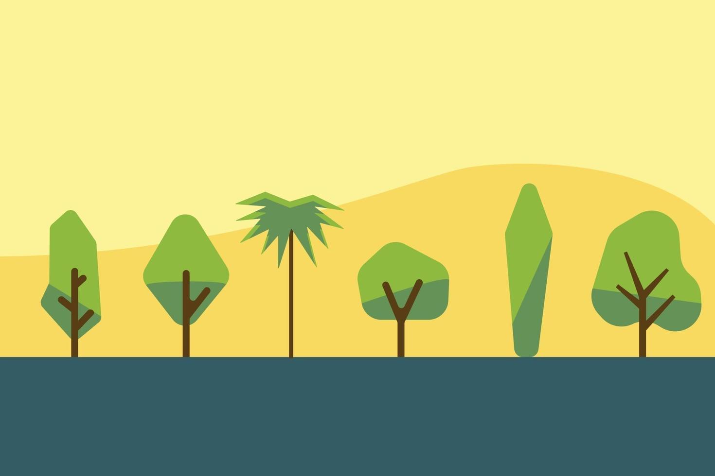 Collection of simplicity tree and shrub flat design. Vector illustration.