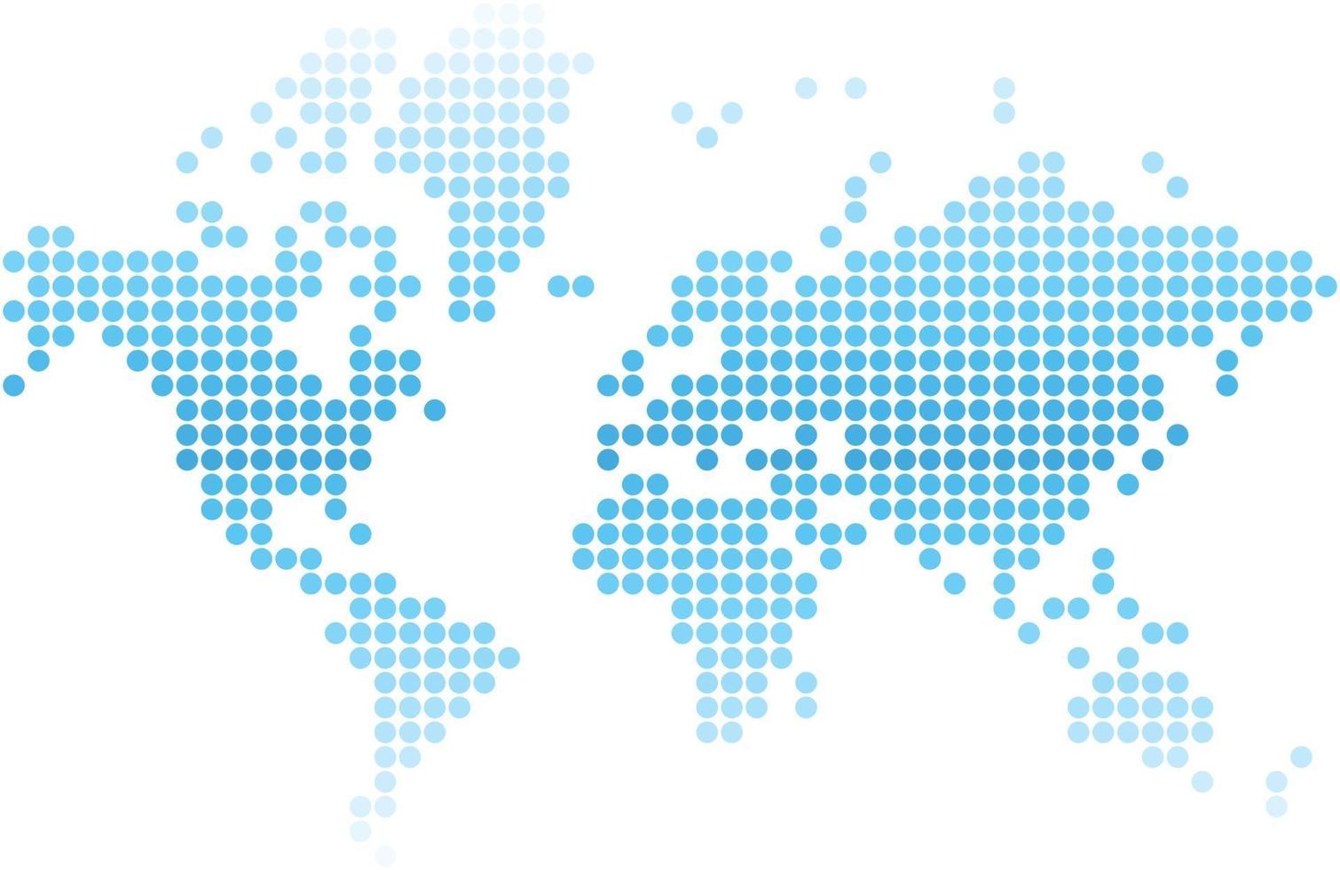 Blue circle world map on white background. vector