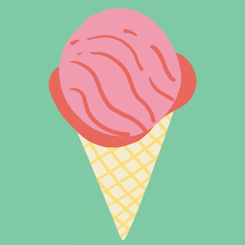 colorido dibujo a mano alzada de un cono de helado. vector