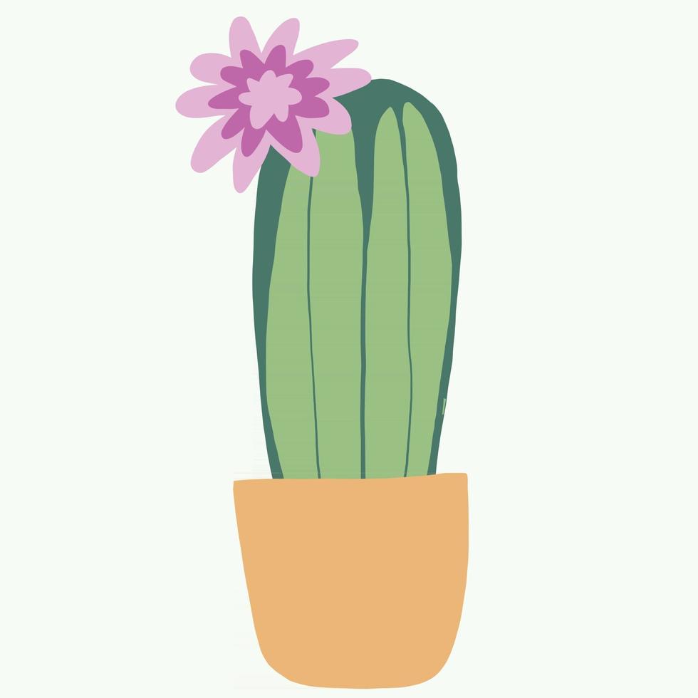 simplicidad cactus planta dibujo a mano alzada diseño plano. vector