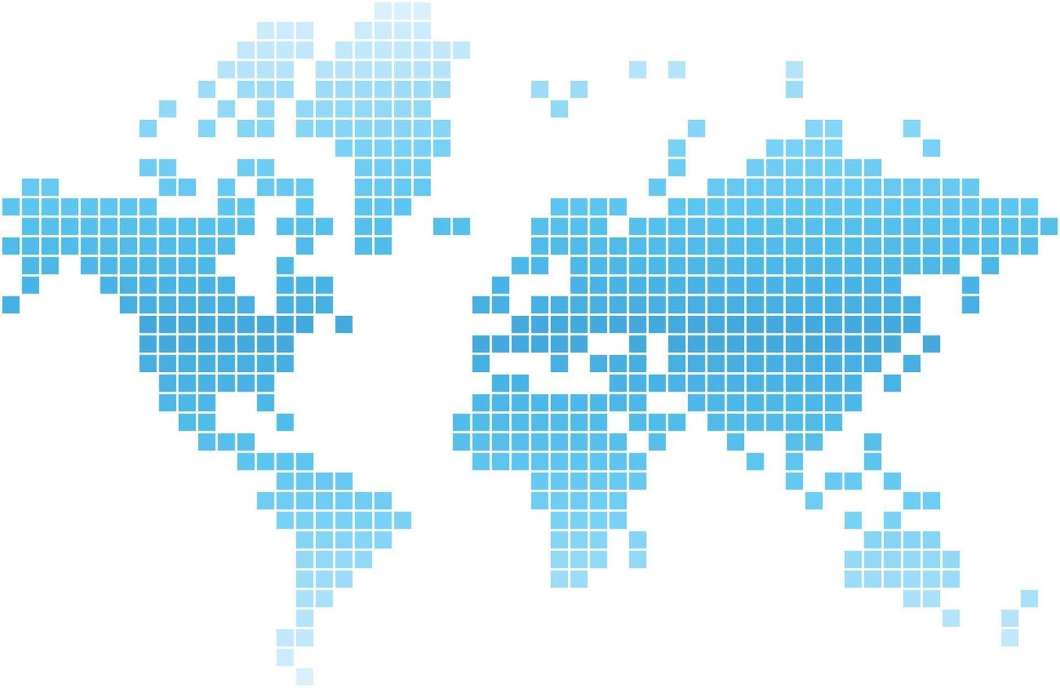 Blue square world map on white background. vector