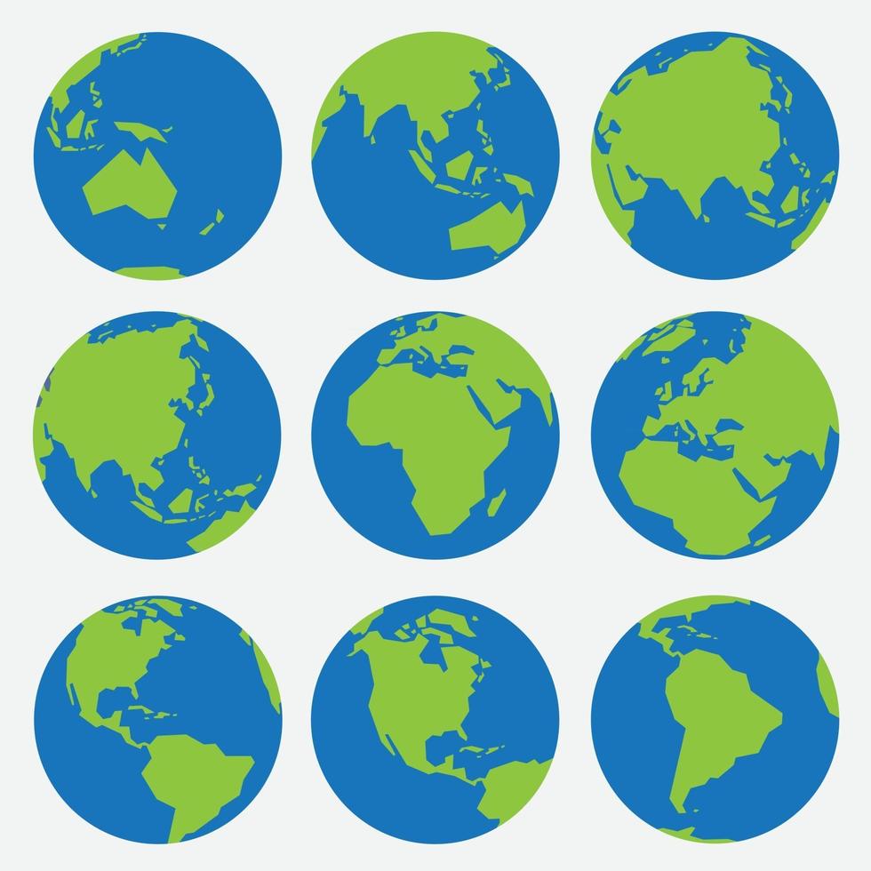 Collection of world map simplicity low polygon on globe. vector