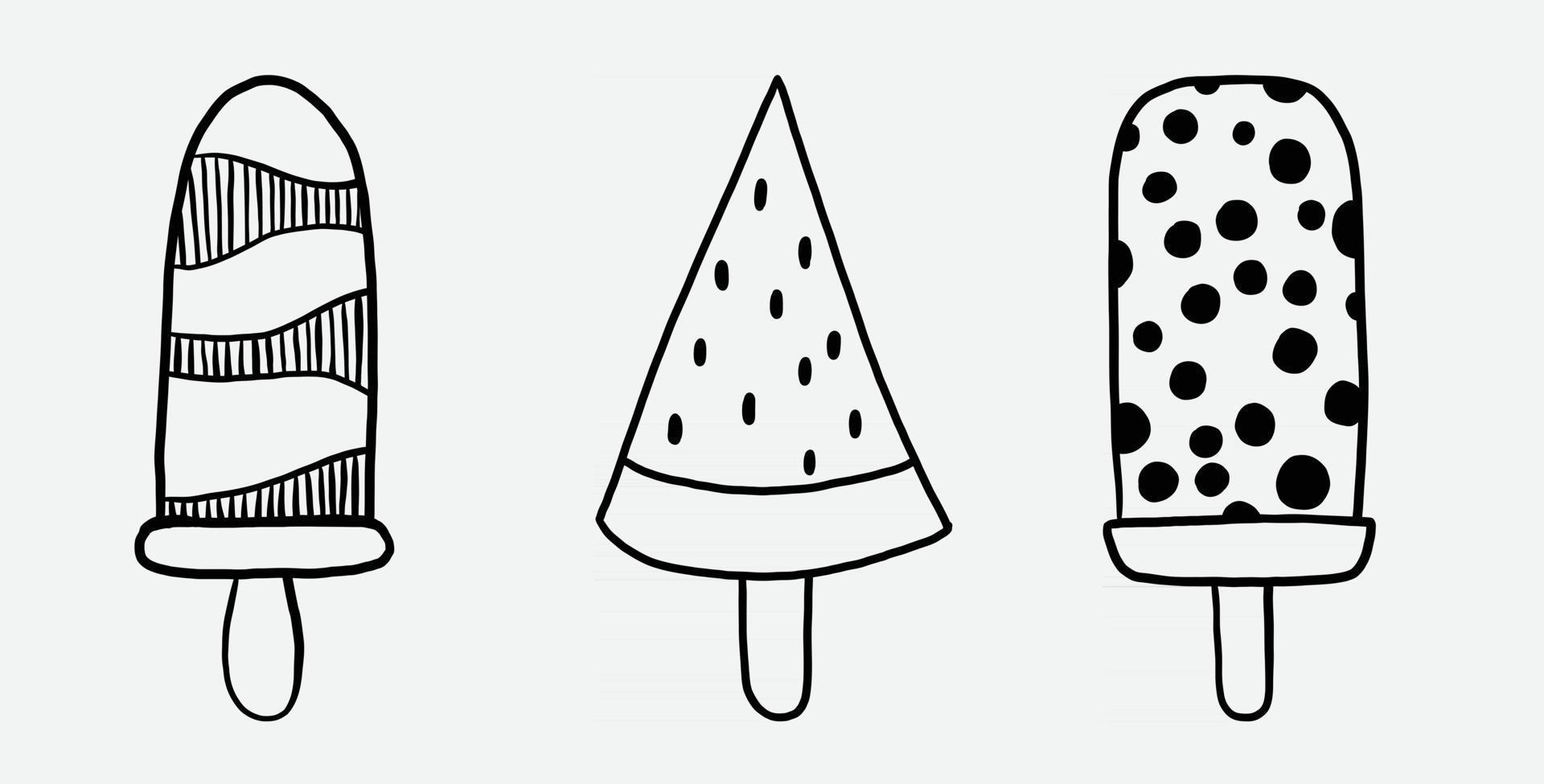 Collection of freehand drawing popsicle ice cream. 2839379 Vector Art