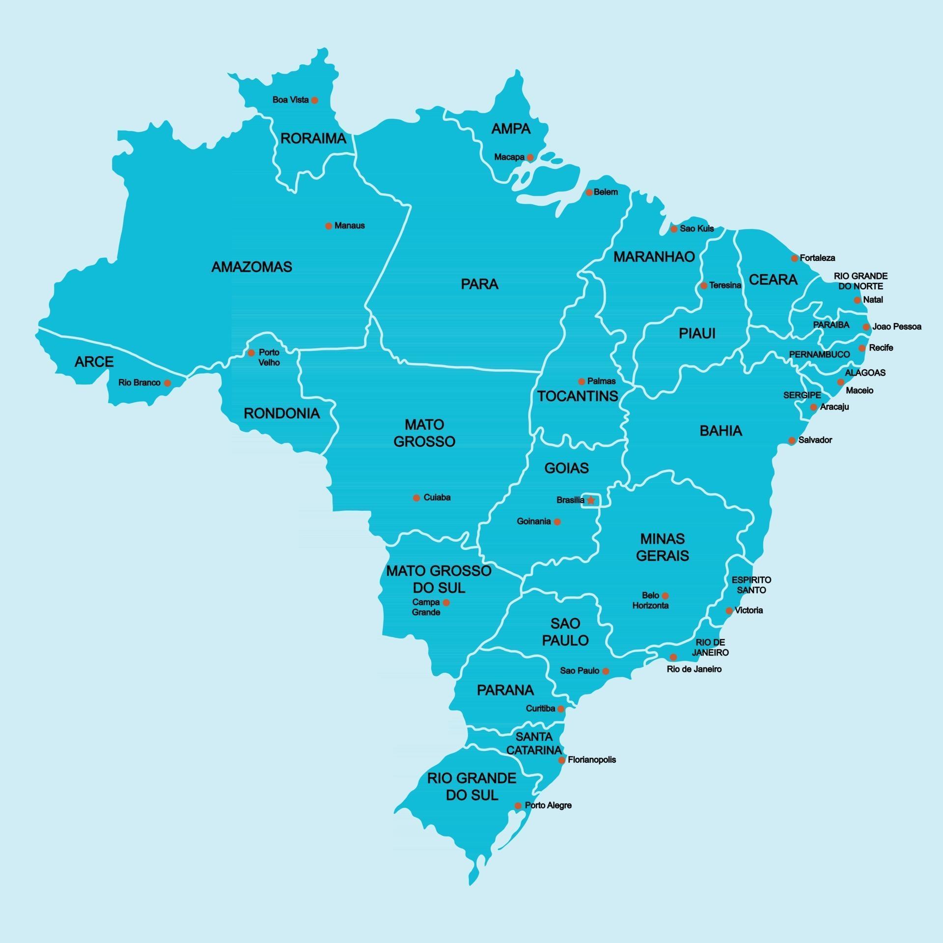 Doodle freehand drawing Brazil political map with major cities. Vector ...