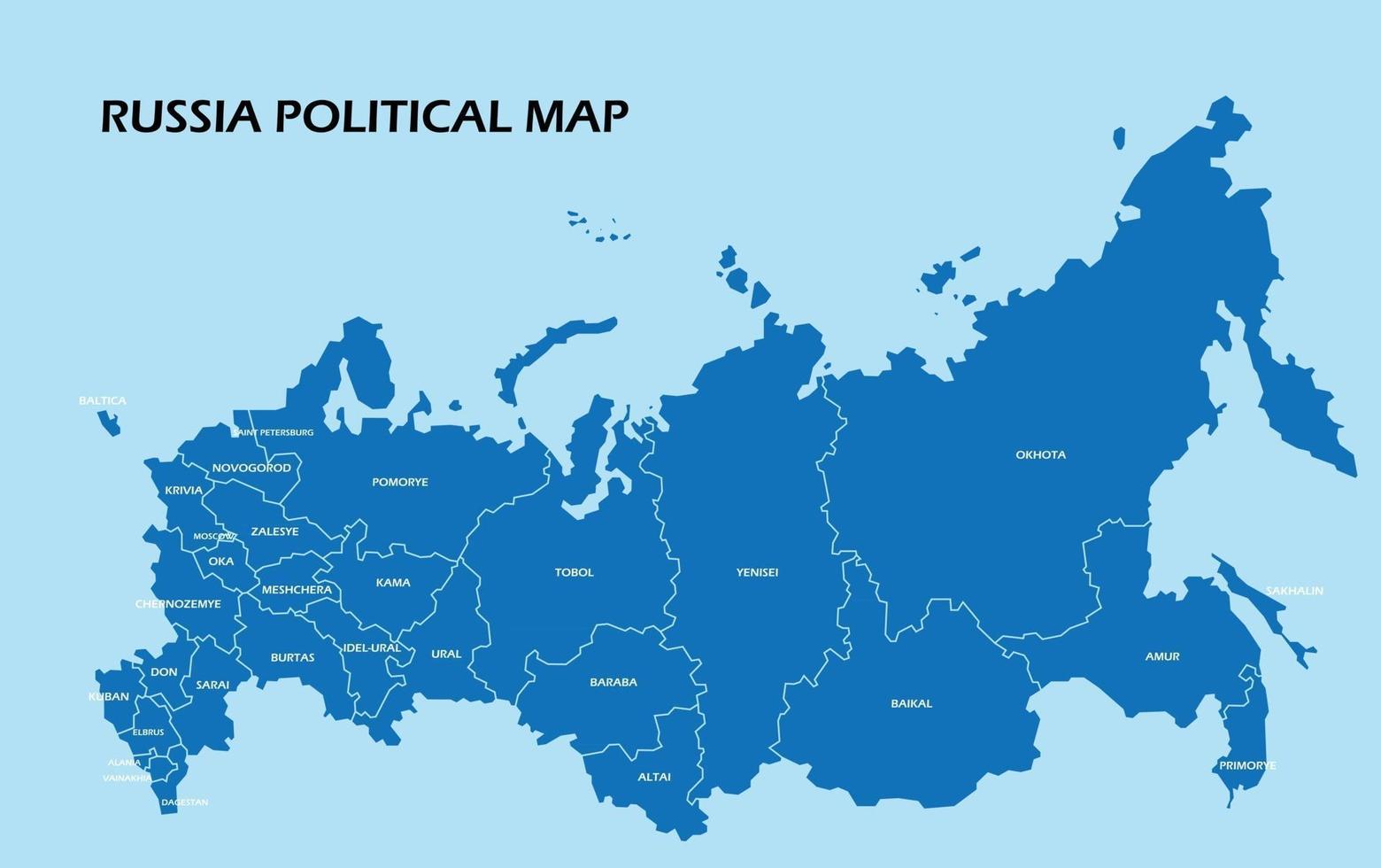 Russia political map divide by state colorful outline simplicity style. vector