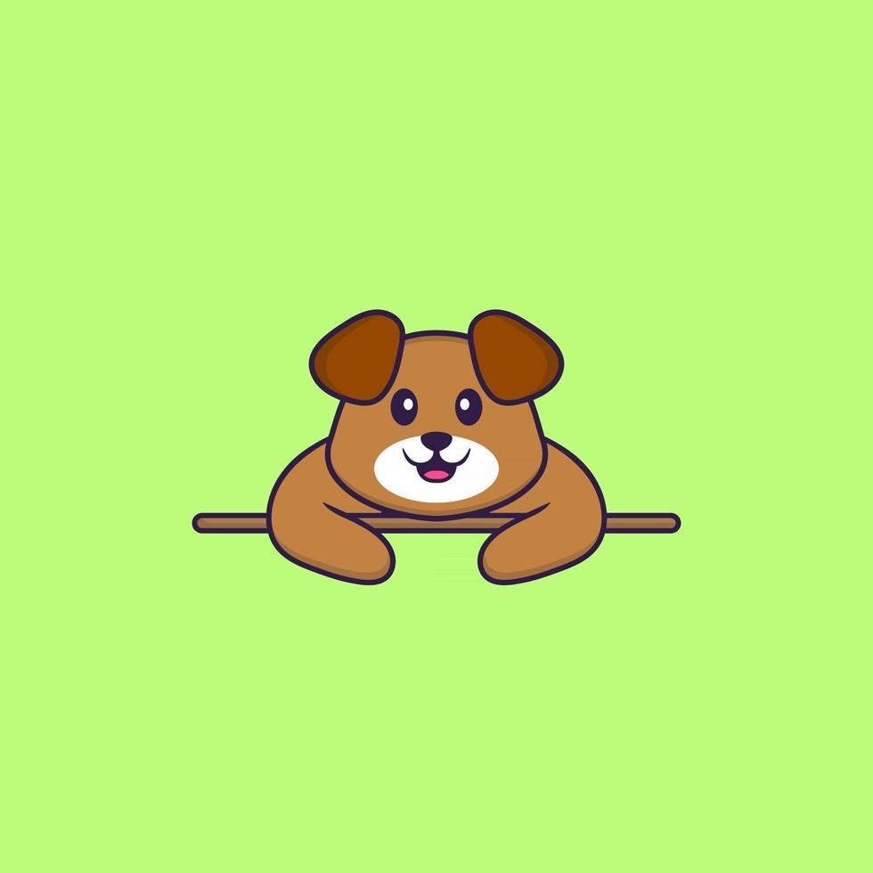 Cute dog lying down. Animal cartoon concept isolated. Can used for t-shirt, greeting card, invitation card or mascot. Flat Cartoon Style vector