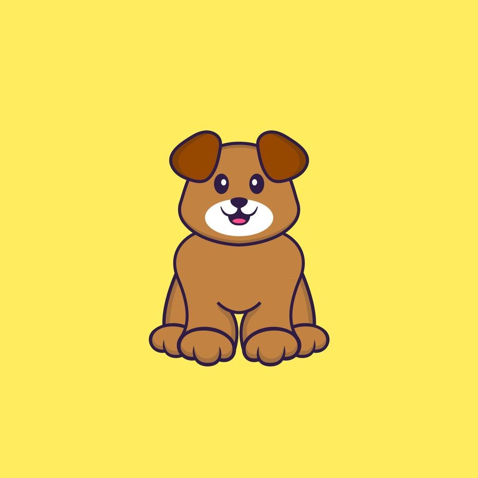 lindo perro está sentado. aislado concepto de dibujos animados de animales. Puede utilizarse para camiseta, tarjeta de felicitación, tarjeta de invitación o mascota. estilo de dibujos animados plana vector