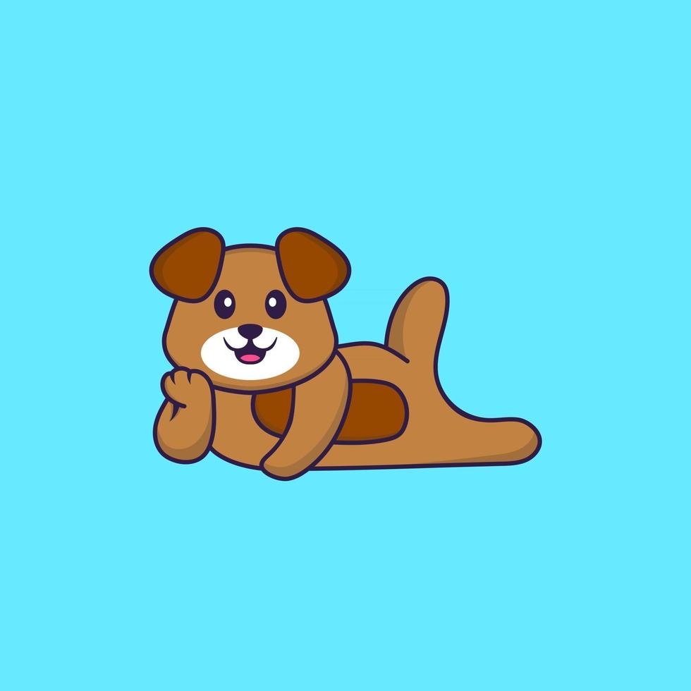 Cute dog lying down. Animal cartoon concept isolated. Can used for t-shirt, greeting card, invitation card or mascot. Flat Cartoon Style vector