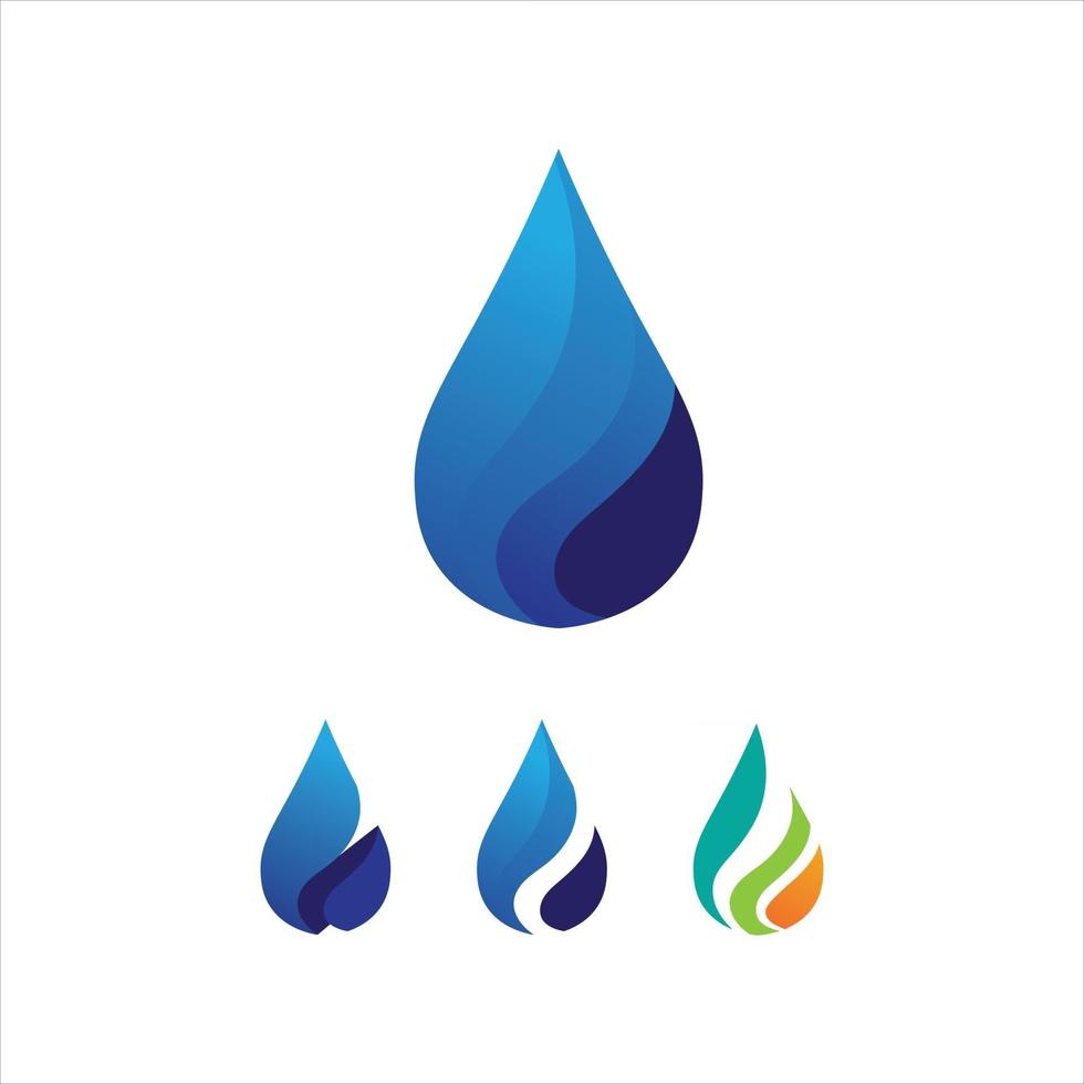 plantilla de logotipo de gota de agua vector de onda y diseño de logotipo de conjunto de naturaleza