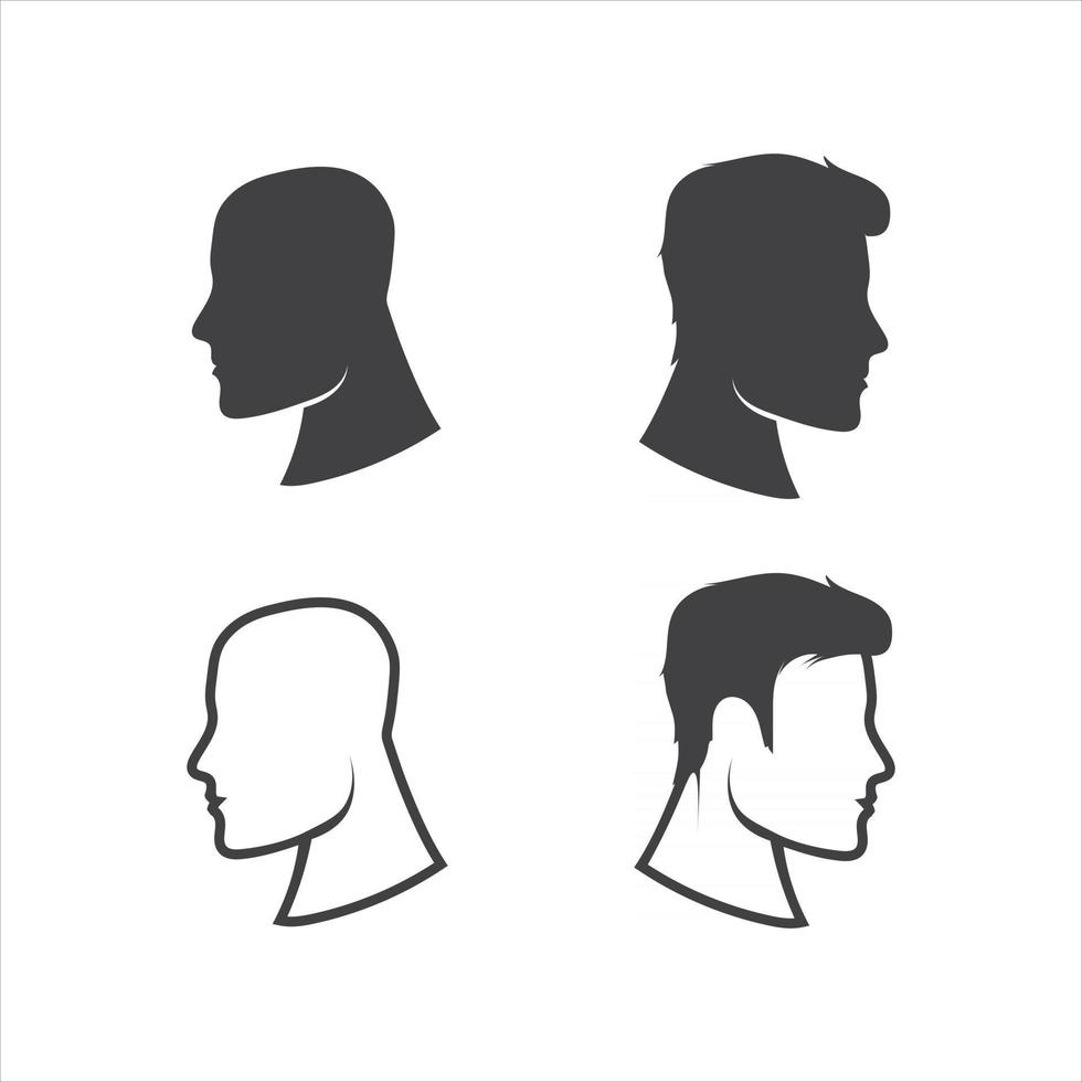 comunidad, red e icono social cabeza hombre conjunto cabello vector