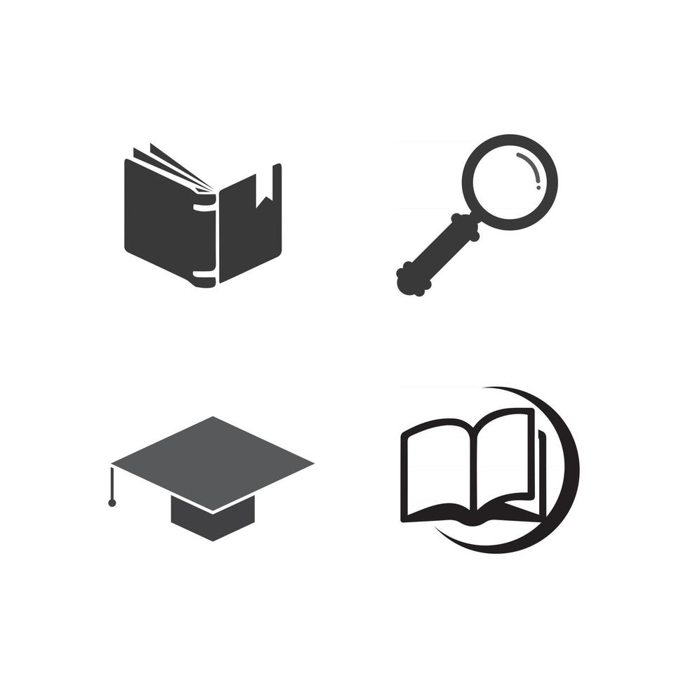 logotipo de libro y logotipo de la escuela y educación, vector, ilustración y logotipo de libro para web de estudio, bolígrafo, taller y aprendizaje vector