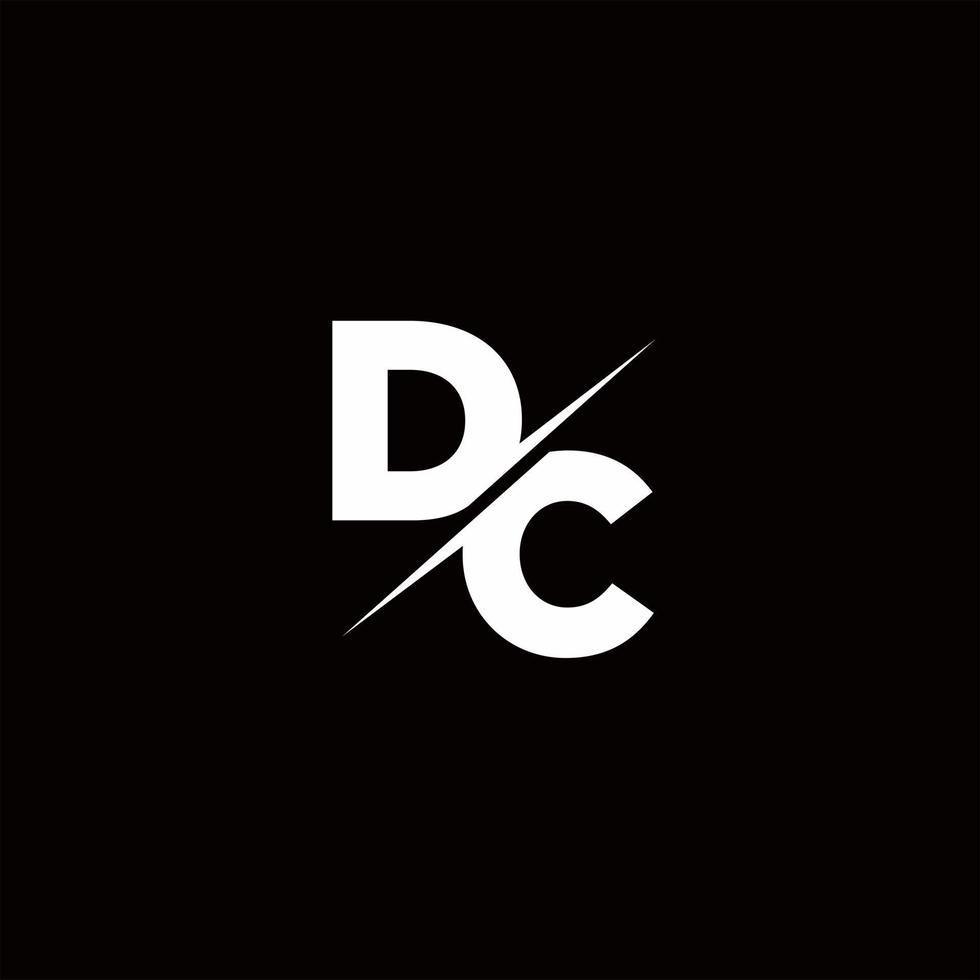 dc logo letter monogram slash con plantilla de diseños de logotipos modernos vector