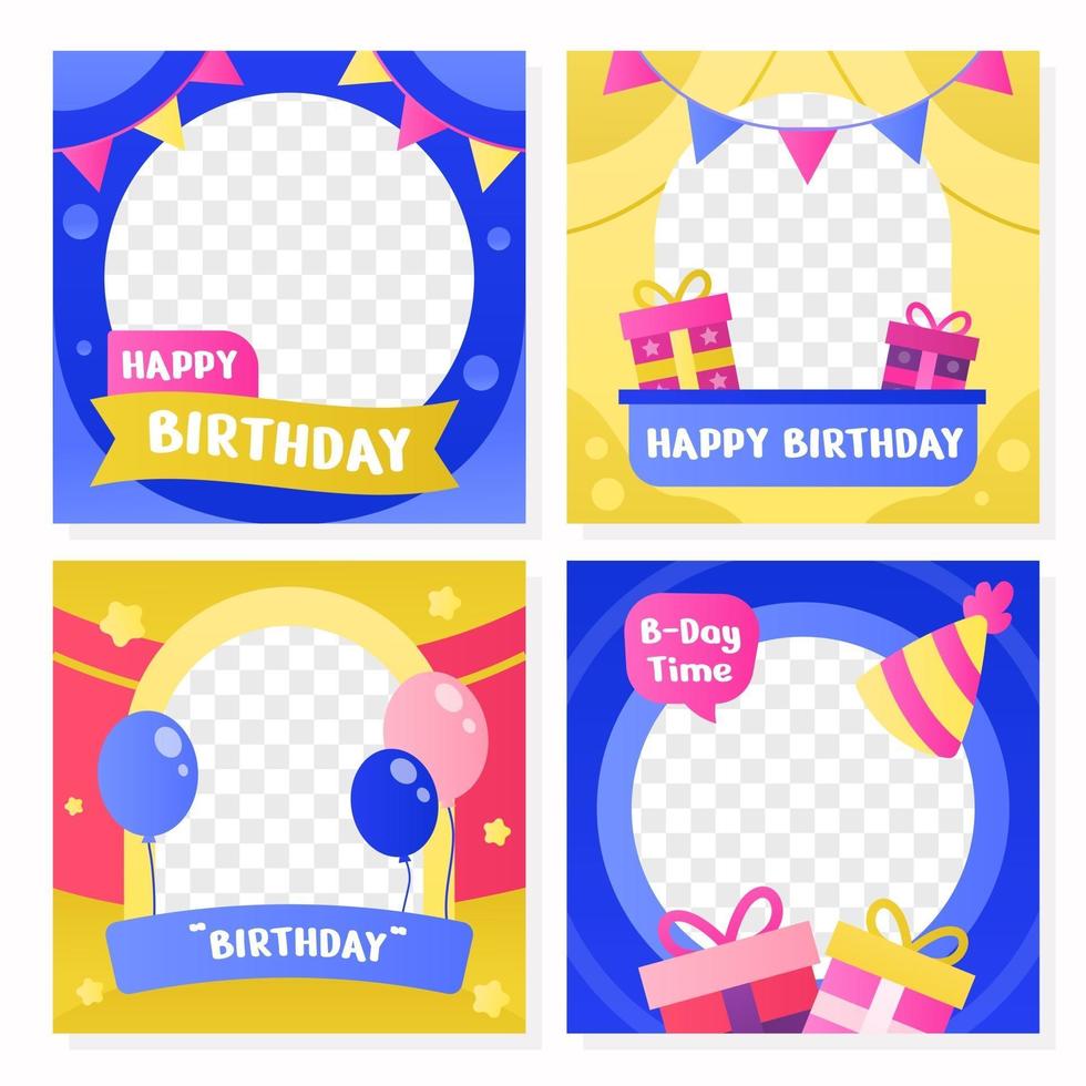fiesta de cumpleaños colorido twibbon set vector
