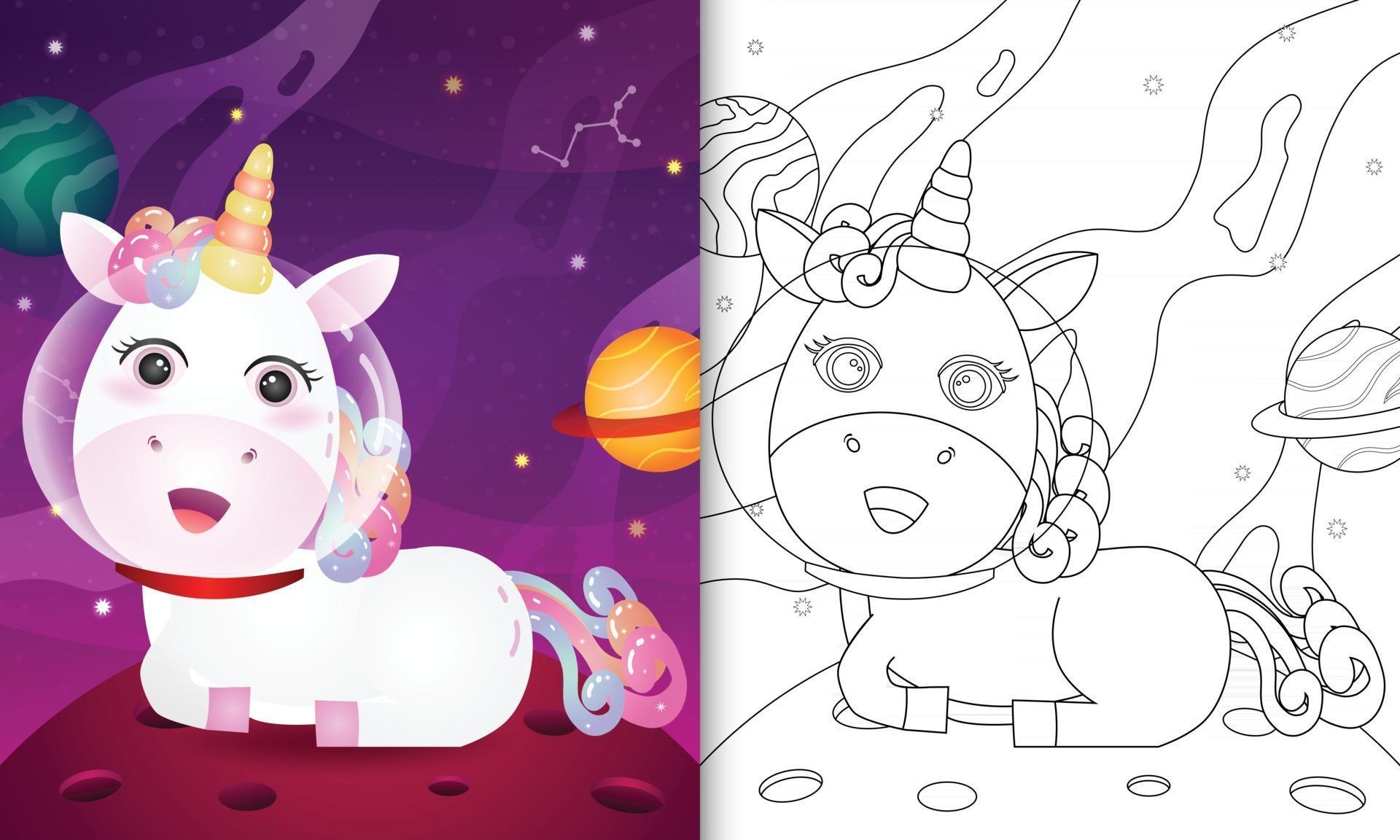 coloring book for kids with a cute unicorn in the space galaxy 2840205