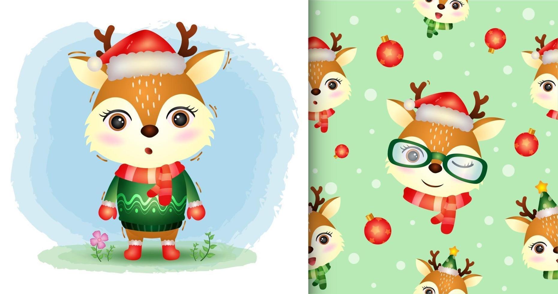 deer christmas patern.eps vector