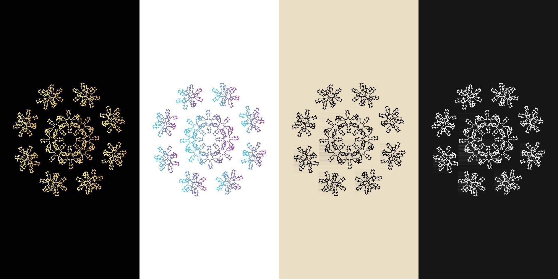 Mandala Decorative And Ornamental Black in white  and Golden Abstract Colorful design Collection vector