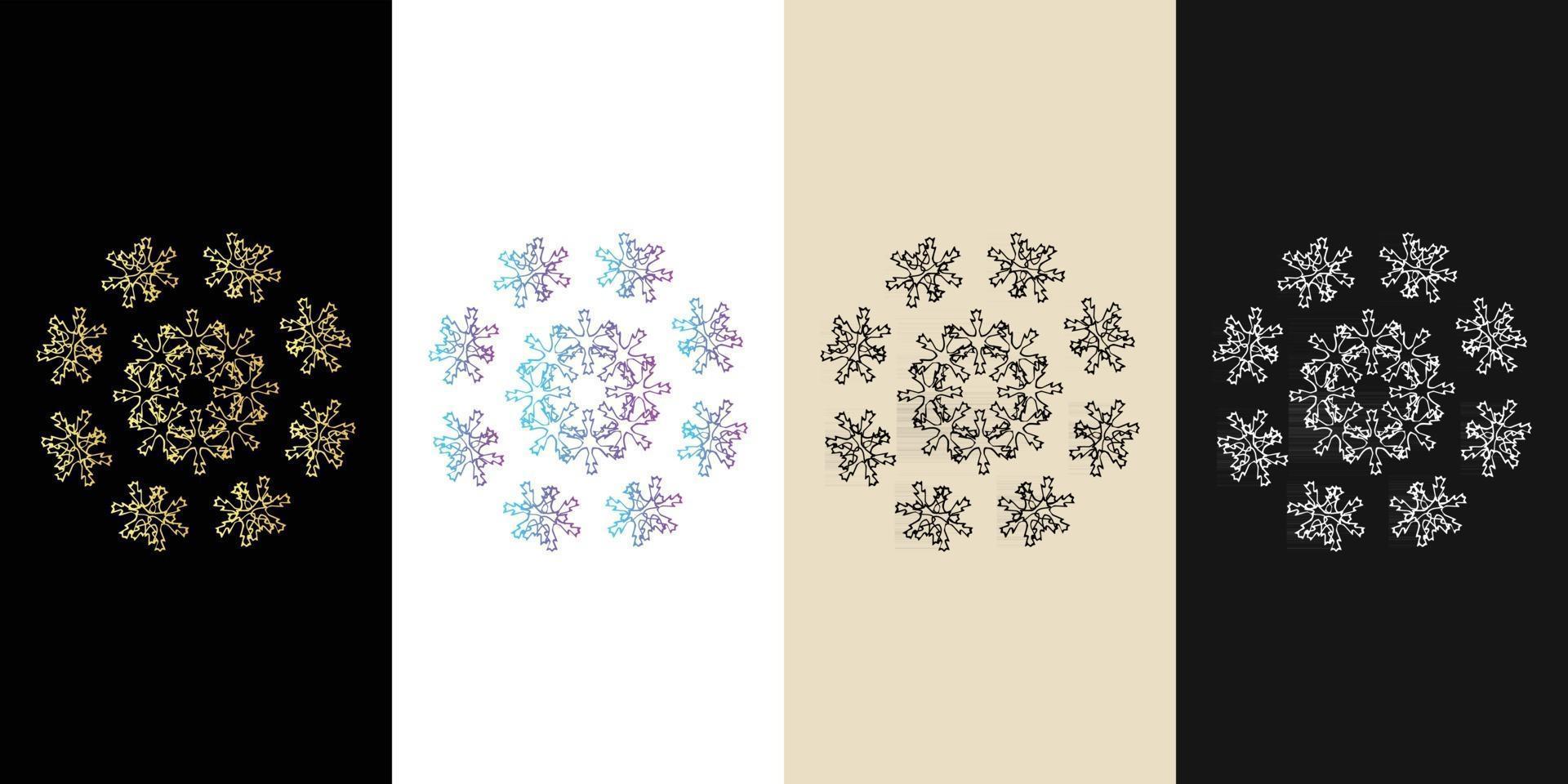 mandala decorativo y ornamental negro en blanco y dorado colección de diseño colorido abstracto vector