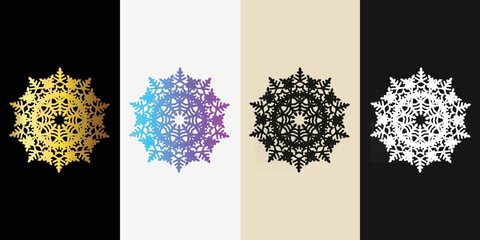 mandala decorativo y ornamental negro en blanco y dorado colección de diseño colorido abstracto vector