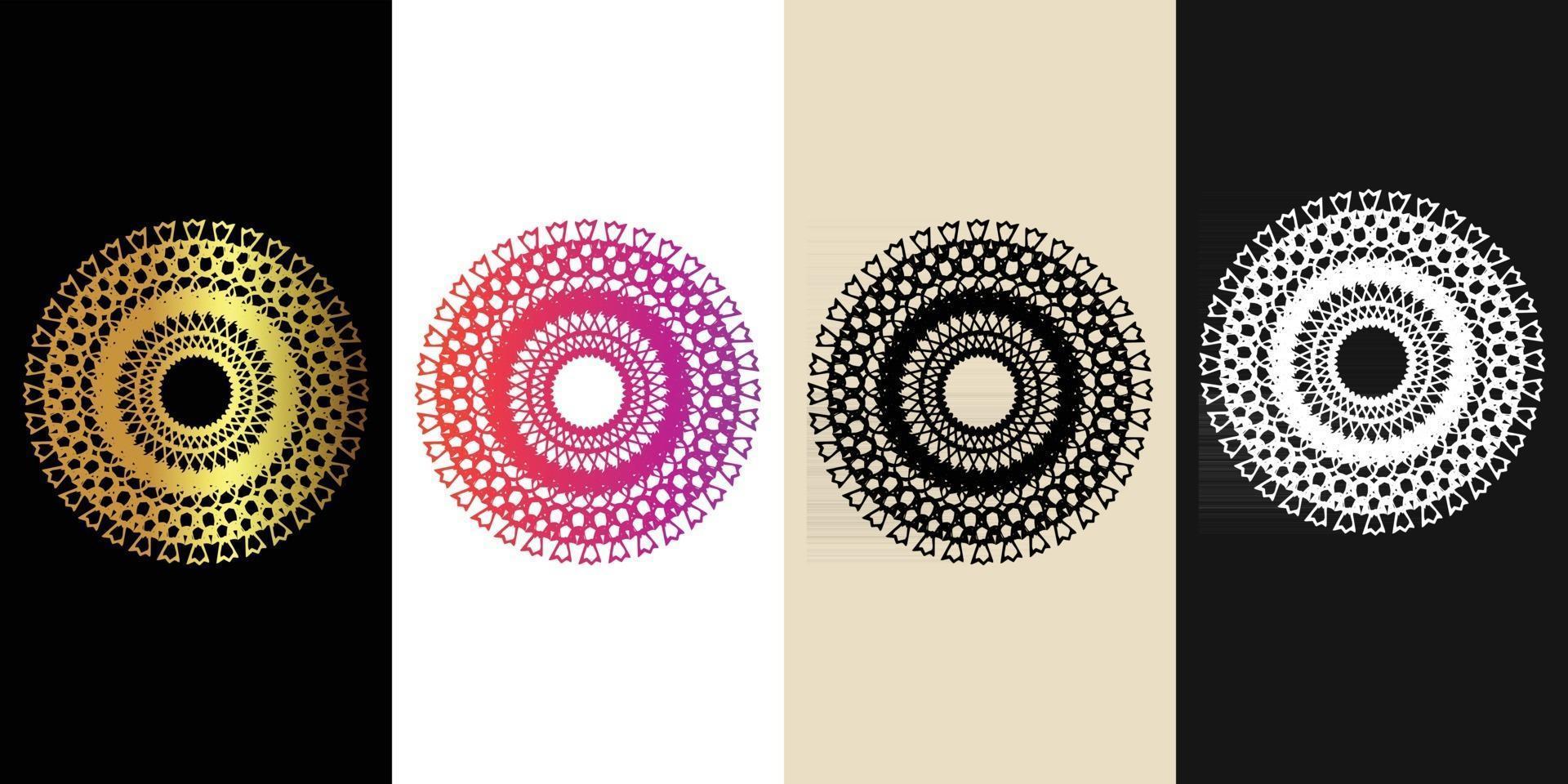 Mandala Decorative And Ornamental Black in white  and Golden Abstract Colorful design Collection vector
