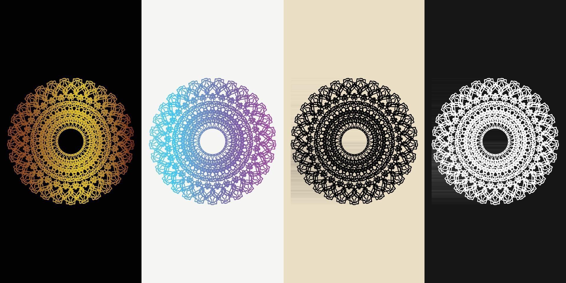 Mandala Decorative And Ornamental Black in white  and Golden Abstract Colorful design Collection vector