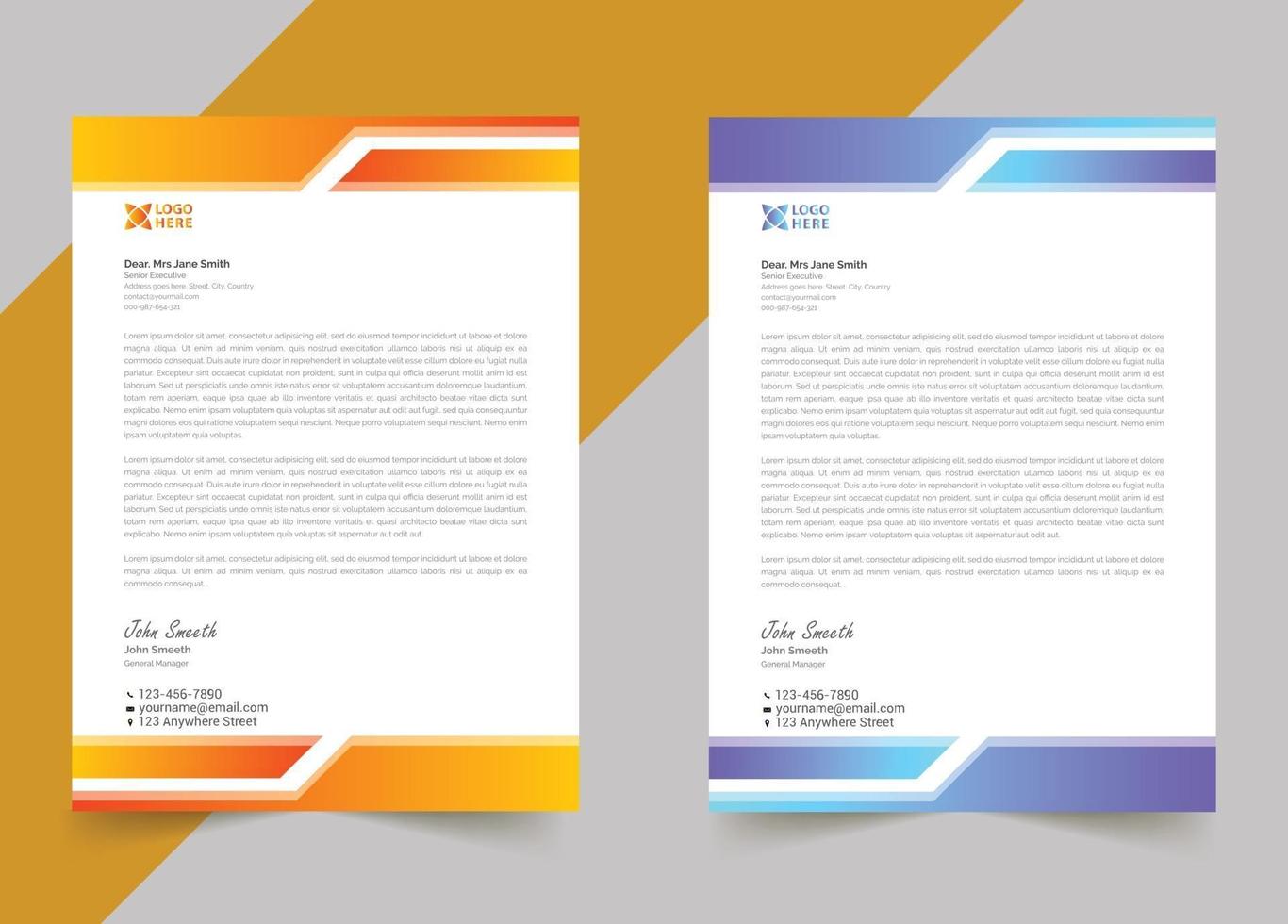 Modern letterhead template abstract design for your business vector