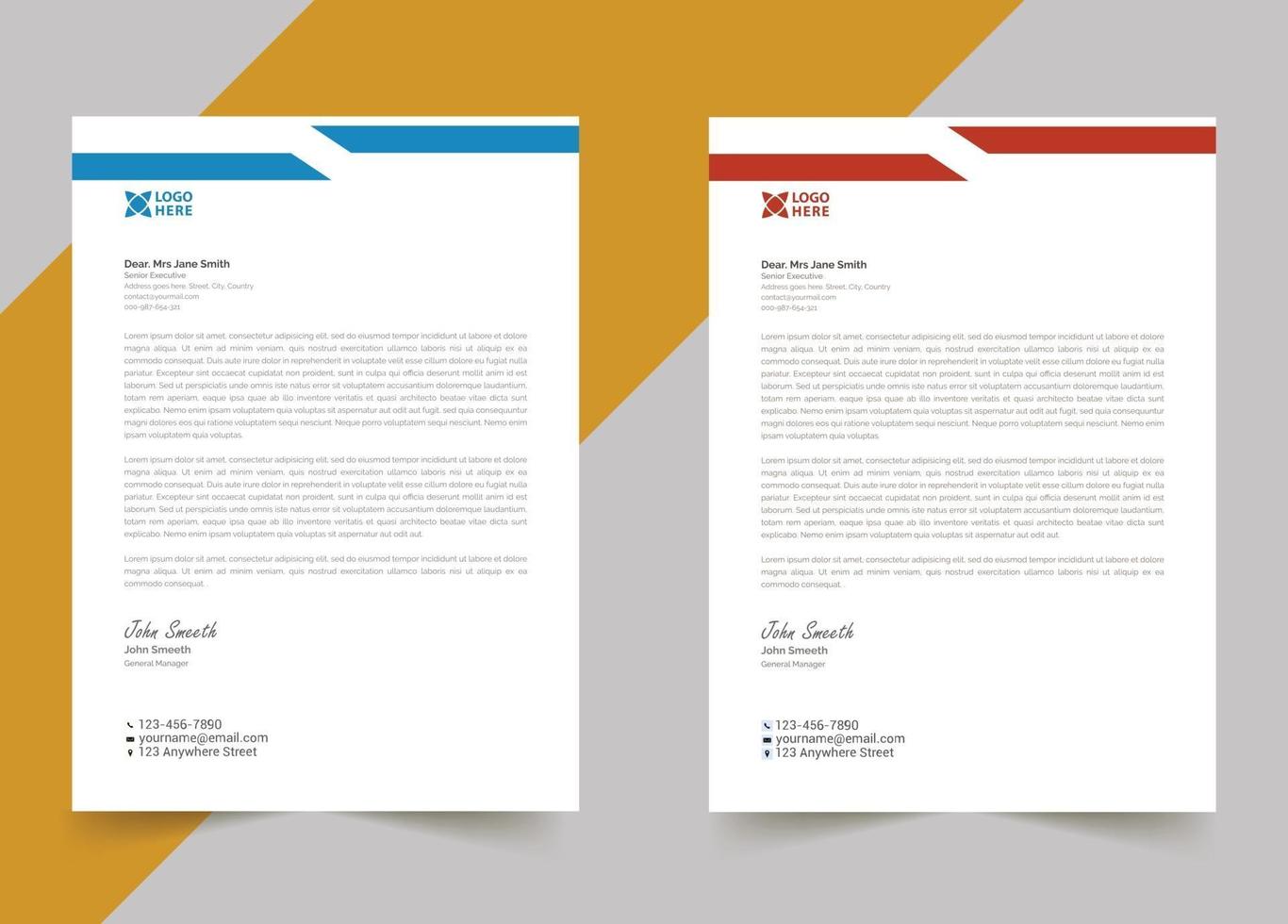 Modern letterhead template abstract design for your business vector