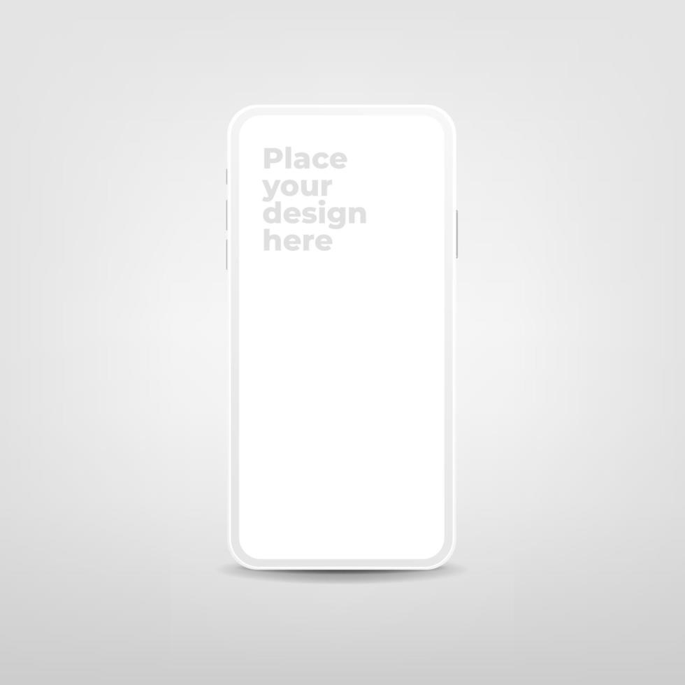 nueva versión del teléfono inteligente moderno con pantalla en blanco en blanco. maqueta de teléfonos inteligentes realistas. vector