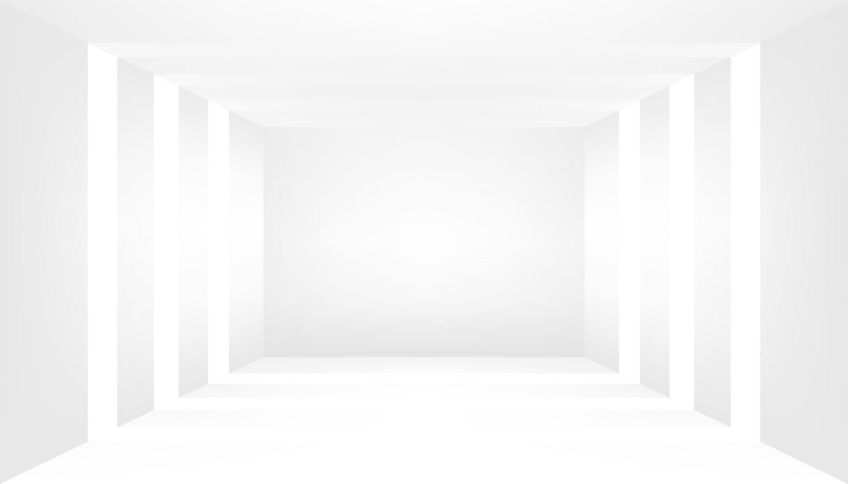 Empty white room. Blank room, Wall and floor interior background. Abstract 3d interior. vector