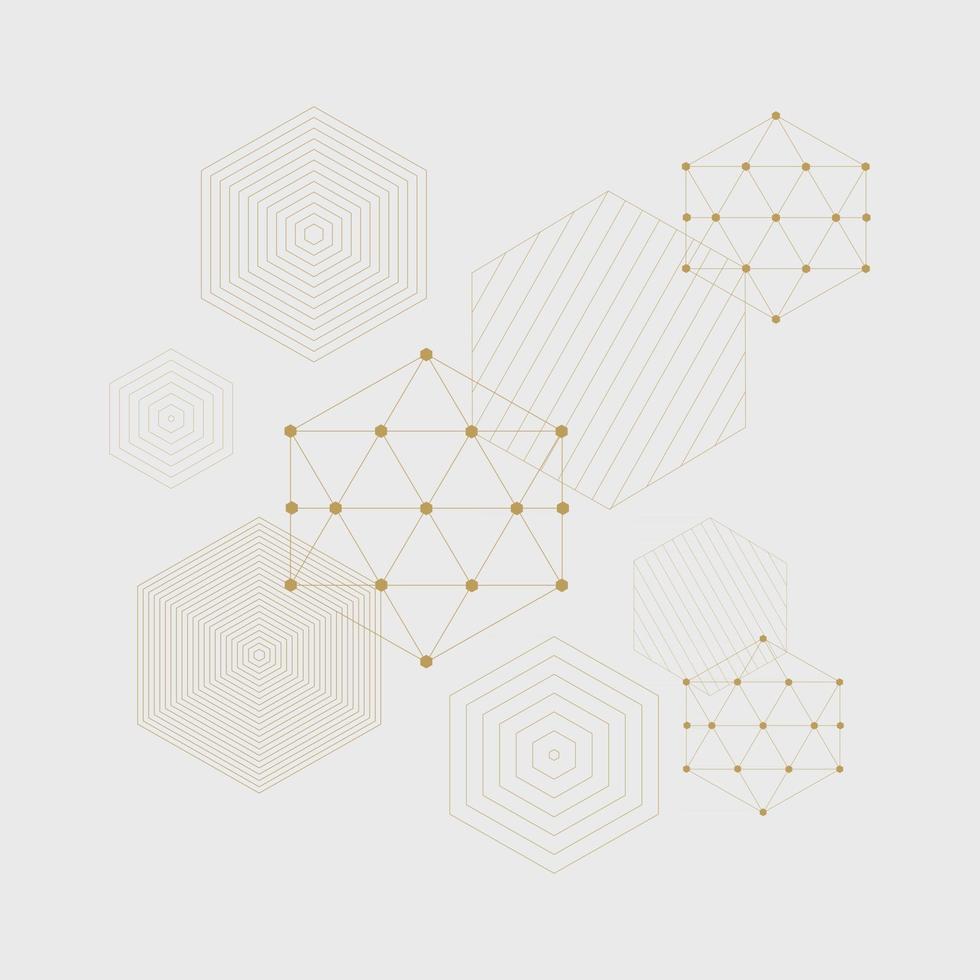 Abstract geometric composition with decorative hexagons. vector