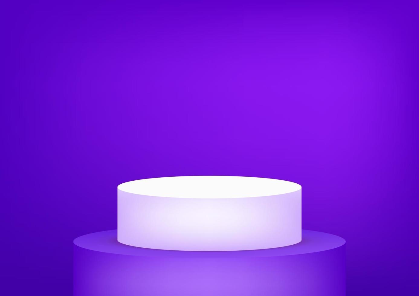 Empty podium studio violet background for product display with copy space. Showroom shoot render. Banner background for advertise product. vector