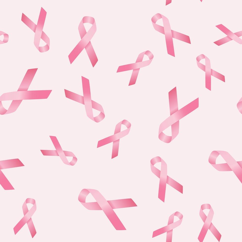 Breast cancer awareness seamless pattern of pink ribbon on pink background. vector