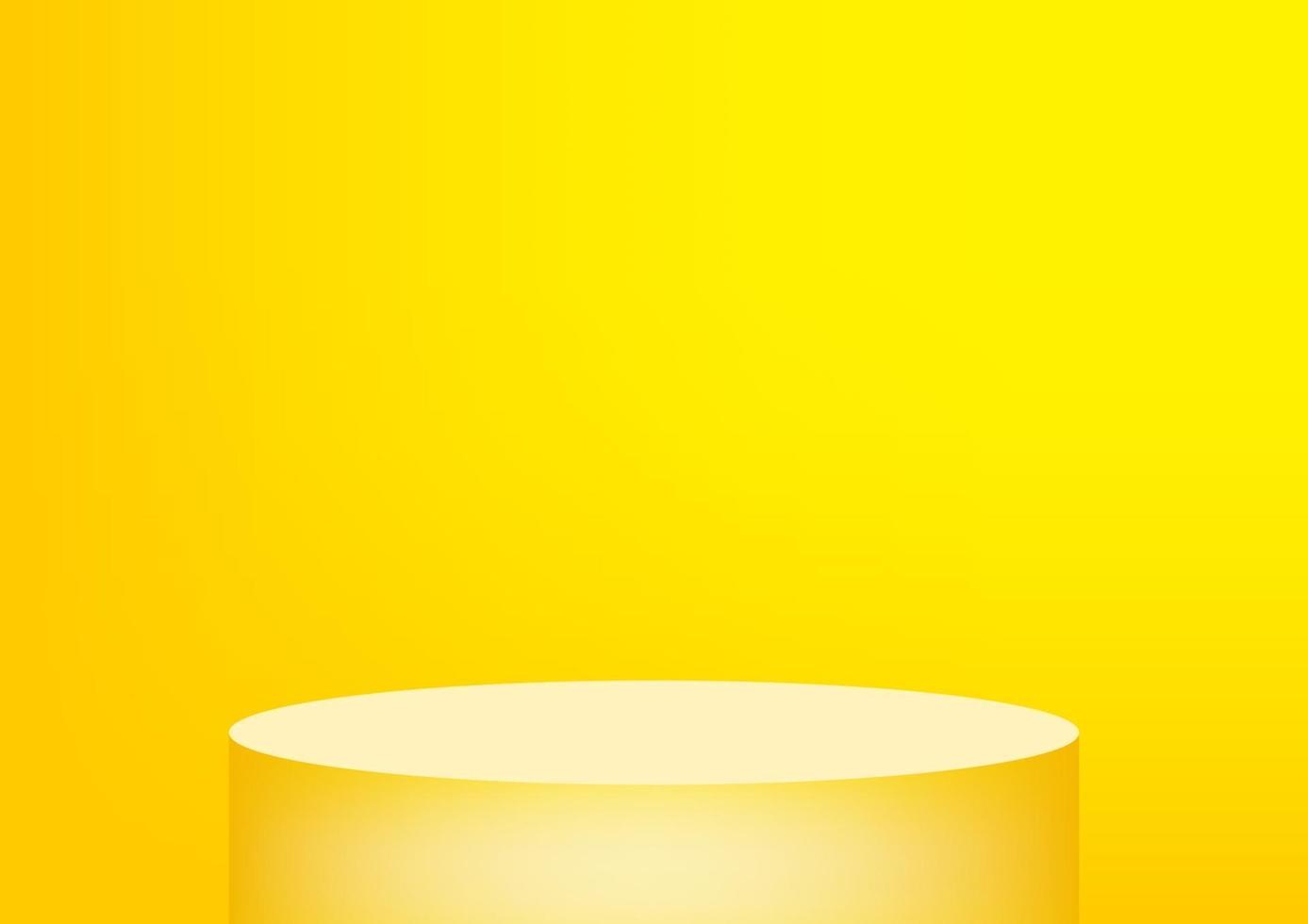 Empty podium studio yellow background for product display with copy space. Showroom shoot render. Banner background for advertise product. vector